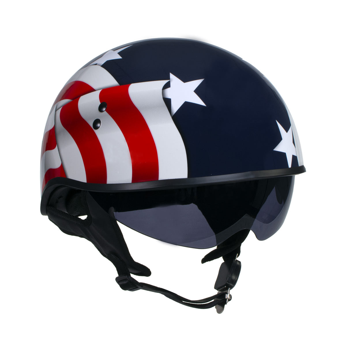 blue half motorcycle helmet Hot Leathers T72 'Blue Flag' Advanced DOT Motorcycle Half Helmet with Drop Down Visor