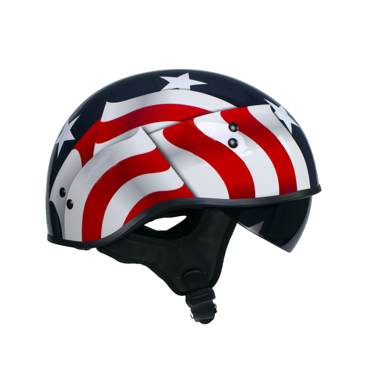Hot Leathers T72 'Blue Flag' Advanced DOT Motorcycle Half Helmet with Drop Down Visor Hot Leathers T72 'Blue Flag' Advanced DOT Motorcycle Half Helmet with Drop Down Visor