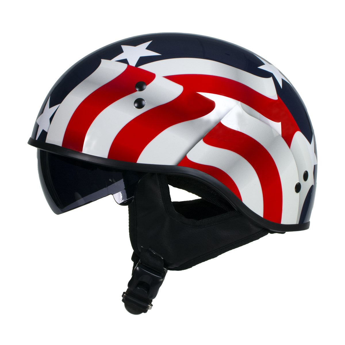 2x motorcycle half helmet Hot Leathers T72 'Blue Flag' Advanced DOT Motorcycle Half Helmet with Drop Down Visor