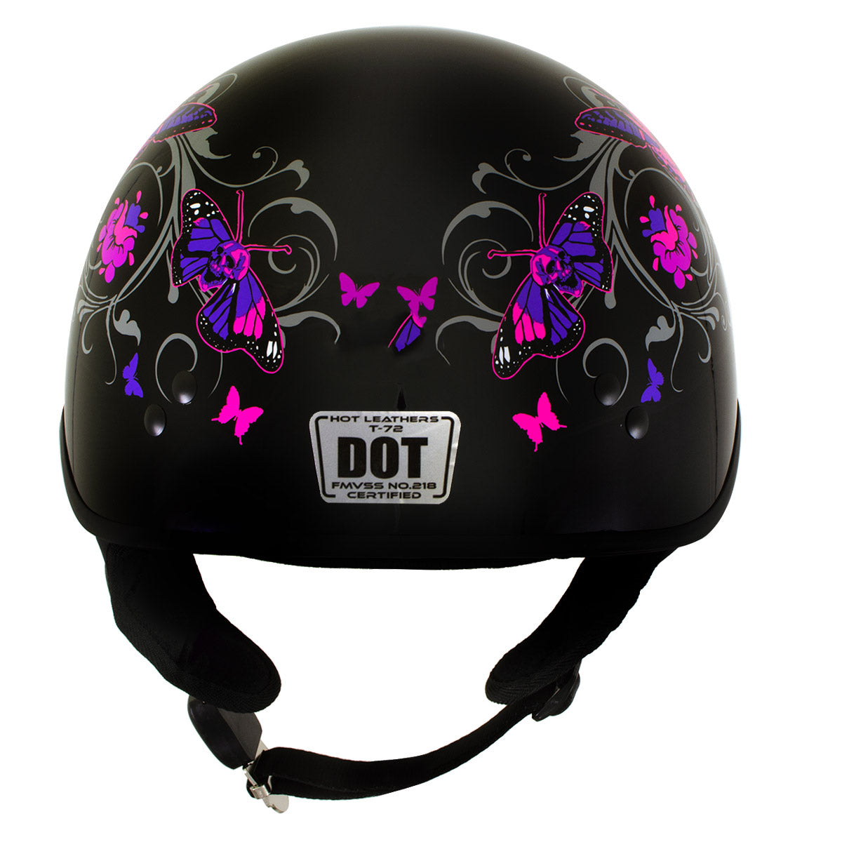 female motorcycle helmets near me Milwaukee Helmets T72 Gloss Black Pink Butterflies Advanced DOT Helmet w/ Drop Down Visor