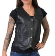 Hot Leathers VSL1008 Ladies Black 'Ten Pocket' Leather Vest