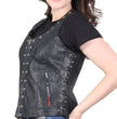 Hot Leathers VSL1009 Ladies Black Lambskin Vest with Grommet Accents