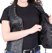 Hot Leathers VSL1009 Ladies Black Lambskin Vest with Grommet Accents