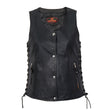 Hot Leathers VSL1010 Ladies Black Lambskin Side Lace Vest