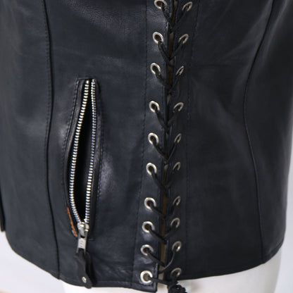 Hot Leathers VSL1010 Ladies Black Lambskin Side Lace Vest