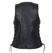 Hot Leathers VSL1013 Ladies Black Leather Side Lace Zip-Up Vest