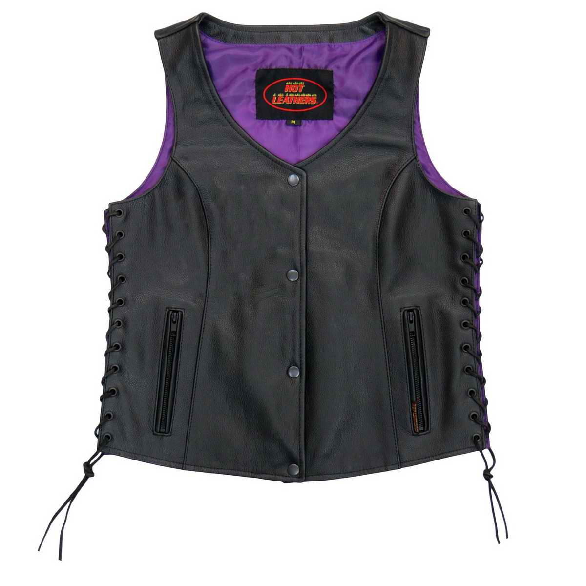 Hot Leathers VSL2001 Ladies Black 'Fleur De Lis Cross' Leather Vest