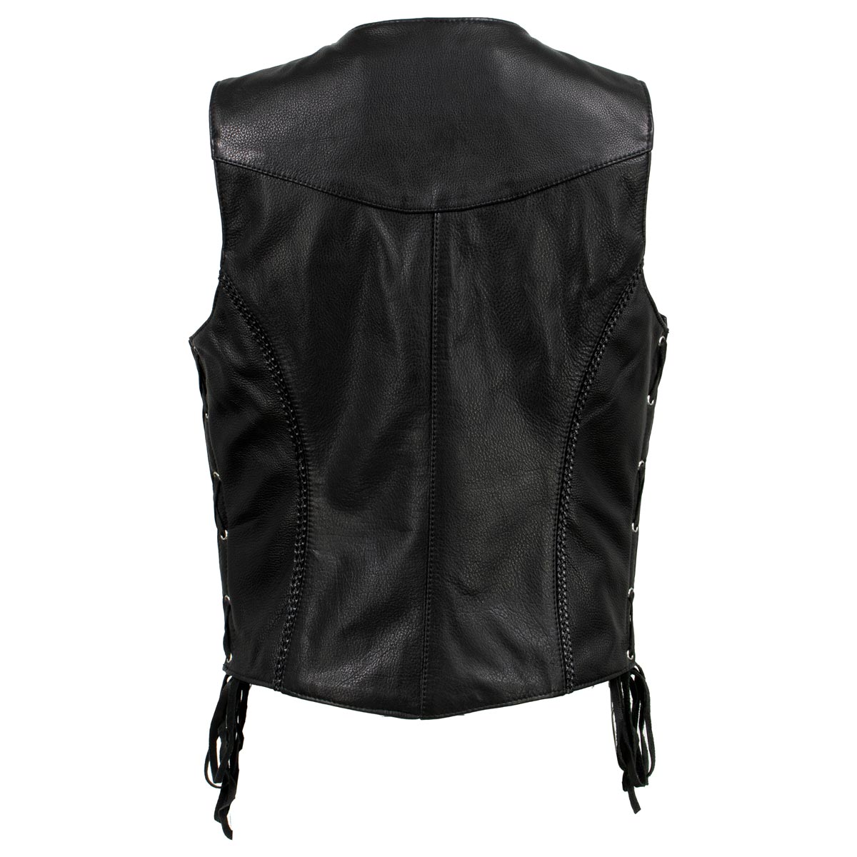 Hot Leathers VSL5001 USA Made Women's 'Vivacious' Black Braided Motorcycle Leather Vest