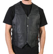 Hot Leathers VSM1017 Men's Black '10 Pocket' Leather Vest with Side Laces