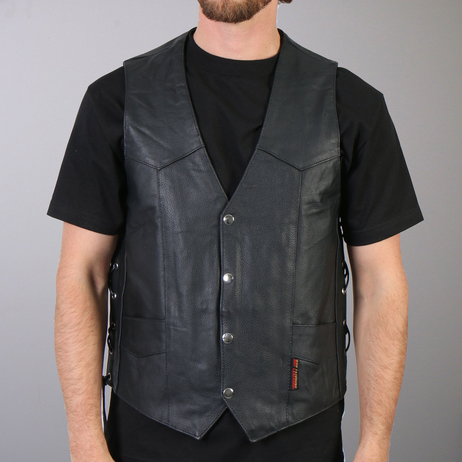 Hot Leathers VSM1022 Men's Black 'Conceal and Carry' Leather Vest