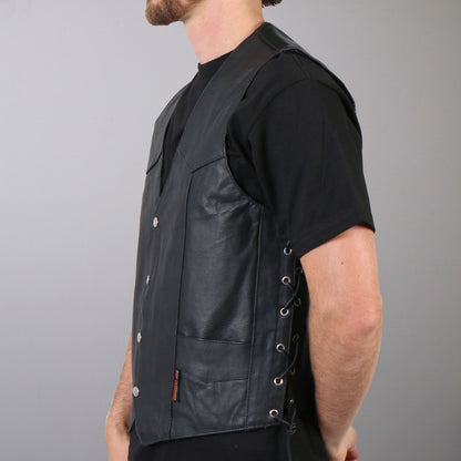 Hot Leathers VSM1022 Men's Black 'Conceal and Carry' Leather Vest