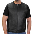 Hot Leathers VSM1036 Men's Black 'Conceal and Carry' Motorcycle Club Style Leather Zip Vest