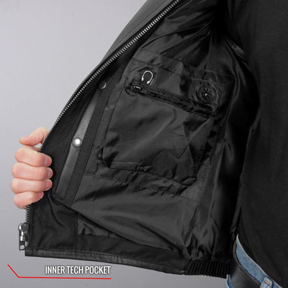 Hot Leathers VSM1036 Men's Black 'Conceal and Carry' Motorcycle Club Style Leather Zip Vest