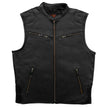 Hot Leathers VSM1037 Men's Black 'Zipper Pockets' Concealed and Carry Leather Vest