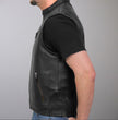 Hot Leathers VSM1037 Men's Black 'Zipper Pockets' Concealed and Carry Leather Vest