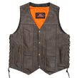 Hot Leathers VSM1040 Men's Retro Brown 'Side Lace' Club Leather Vest