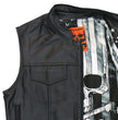 Hot Leathers VSM1054 Men’s Black 'Skull Flag' Conceal and Carry Leather Vest