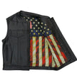 Hot Leathers VSM1056 Men's Black 'Vintage USA Flag' Conceal and Carry Leather Vest