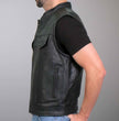 Hot Leathers VSM1060 Men's Black 'Flannel Red' Conceal and Carry Leather Vest