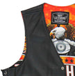 Hot Leathers VSM1066 Men's Black V-Twin Eagle Conceal and Carry Side Lace Leather Vest