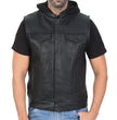 Hot Leathers VSM1201 Men's Black Motorcycle Biker Club Style Vest with Hoodie