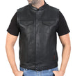 Hot Leathers VSM1201 Men's Black Motorcycle Biker Club Style Vest with Hoodie