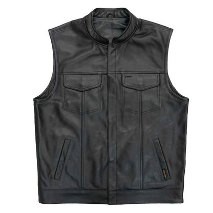 Hot Leathers VSM2002 Men's Black 'Back Off Finger' Conceal and Carry Leather Vest