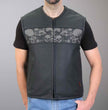 Hot Leathers VSM2003 Men's Black 'Ancient Skulls' Conceal and Carry Leather Vest
