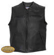 Hot Leathers VSM5001 USA Made Men's Black Premium Steerhide Leather Club Style Vest