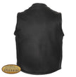 Hot Leathers VSM5001 USA Made Men's Black Premium Steerhide Leather Club Style Vest