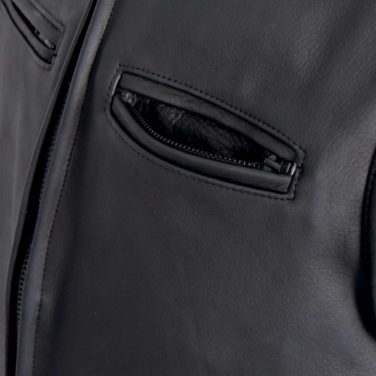 Hot Leathers VSM5001 USA Made Men's Black Premium Steerhide Leather Club Style Vest