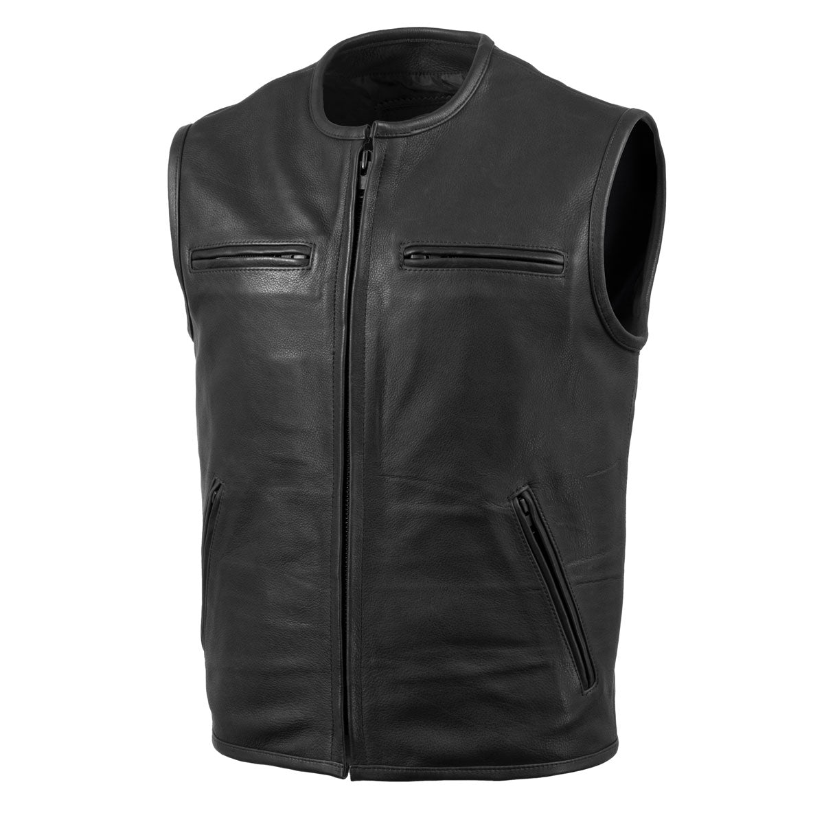 Milwaukee Leather USA MADE MLVSM5001 Men's Black 'Steerhide' Premium Leather Motorcycle Club Style Vest