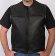 Hot Leathers VSM5001 USA Made Men's Black Premium Steerhide Leather Club Style Vest
