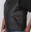Hot Leathers VSM5001 USA Made Men's Black Premium Steerhide Leather Club Style Vest