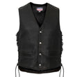 Hot Leathers VSM5003 USA Made Men's Black Extra Long Back Premium Steerhide Leather Vest