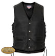 Hot Leathers VSM5003 USA Made Men's Black Extra Long Back Premium Steerhide Leather Vest