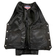 Hot Leathers VSM5003 USA Made Men's Black Extra Long Back Premium Steerhide Leather Vest