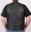 Hot Leathers VSM5003 USA Made Men's Black Extra Long Back Premium Steerhide Leather Vest