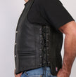 Hot Leathers VSM5003 USA Made Men's Black Extra Long Back Premium Steerhide Leather Vest