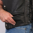 Hot Leathers VSM5003 USA Made Men's Black Extra Long Back Premium Steerhide Leather Vest