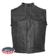 Hot Leathers VSM5004 Men's USA Made Covered Zipper Premium Leather Vest