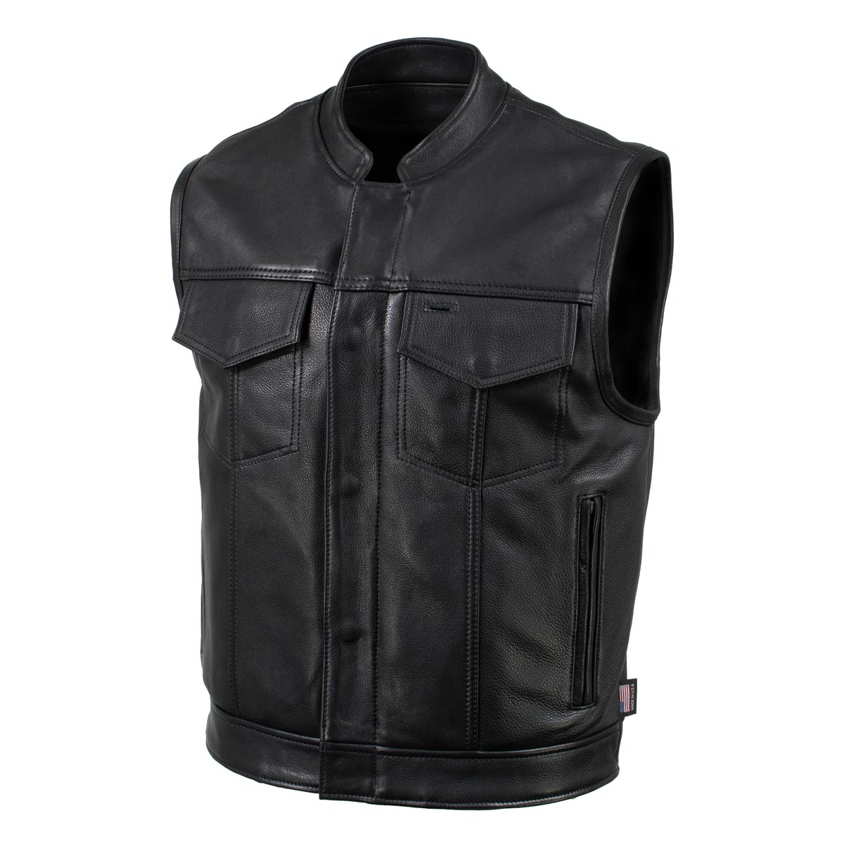Milwaukee Leather USA MADE MLVSM5004 Men's Black Chaos Premium Dual Closure Motorcycle Leather Vest
