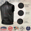 Hot Leathers VSM5004 USA Made Men's 'Chaos' Black Premium Dual Closure Leather Vest