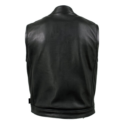 Milwaukee Leather USA MADE MLVSM5004 Men's Black 'Chaos' Premium Dual Closure Motorcycle Leather Vest