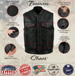 Hot Leathers VSM5004 USA Made Men's 'Chaos' Black Premium Dual Closure Leather Vest