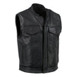 Milwaukee Leather USA MADE MLVSM5004 Men's Black Chaos Premium Dual Closure Motorcycle Leather Vest