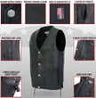 Hot Leathers VSM5005 Men's USA Made Buffalo Nickel Snap Premium Leather Vest