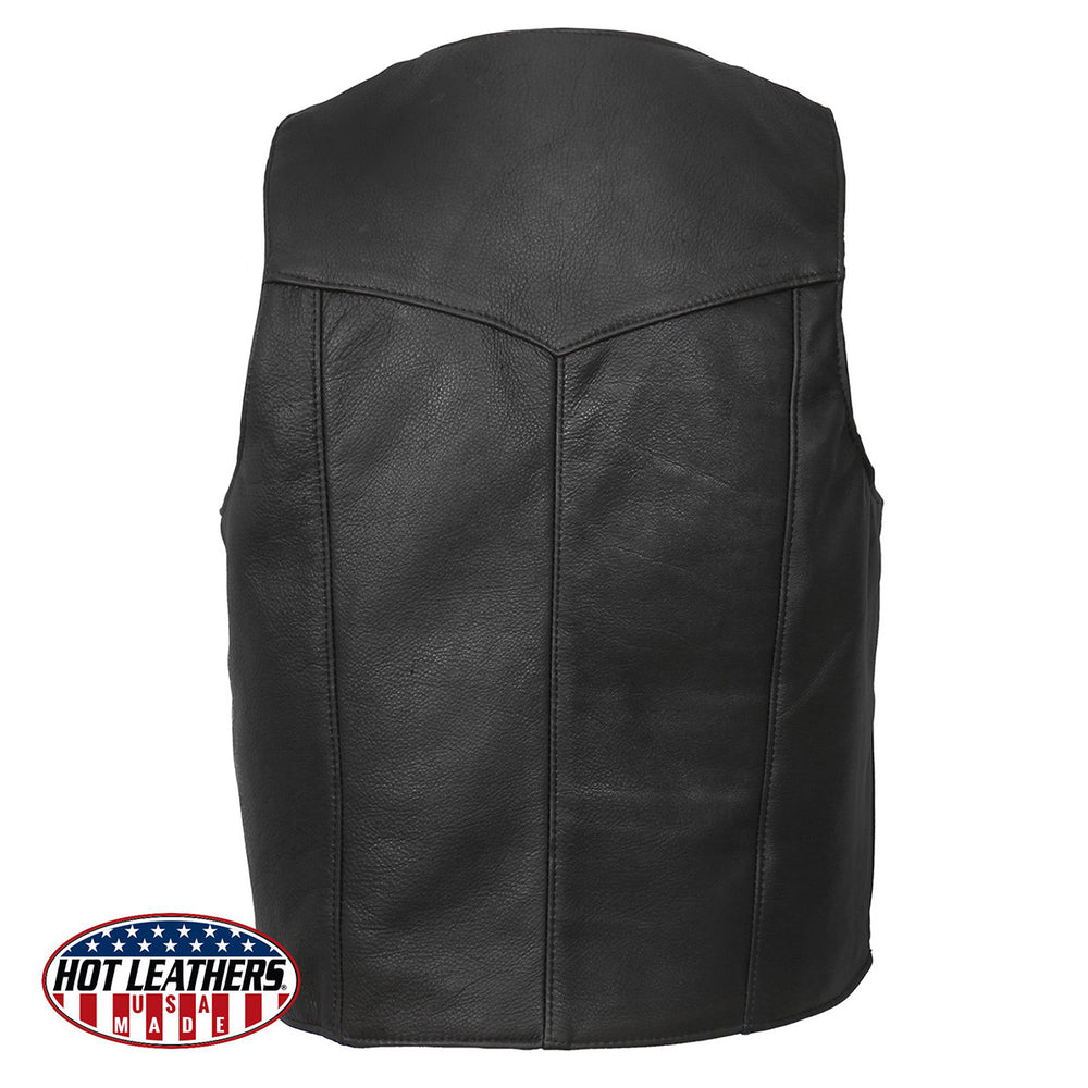 Hot Leathers VSM5006 USA Made Men's Black Classic Premium Leather Vest