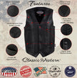 Hot Leathers VSM5006 USA Made Men's 'Classic Western' Black Premium Leather Vest