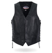 Hot Leathers VSM5008 USA Made Men's Black Western Style Side Lace Premium Leather Biker Vest